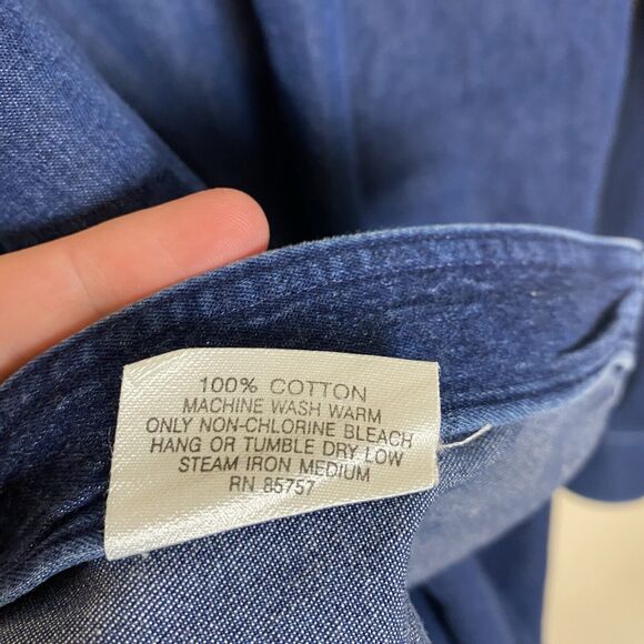 Stubbs XXL Men's Silver Button Up Shirt Denim Chambray Blue Western Texas Cowboy - Picture 3 of 7